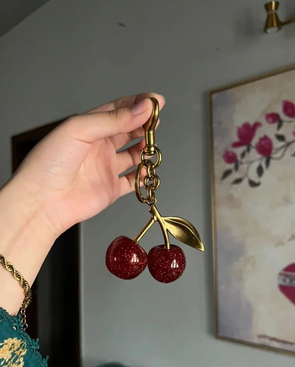CHERRY CHARM KEY CHAIN