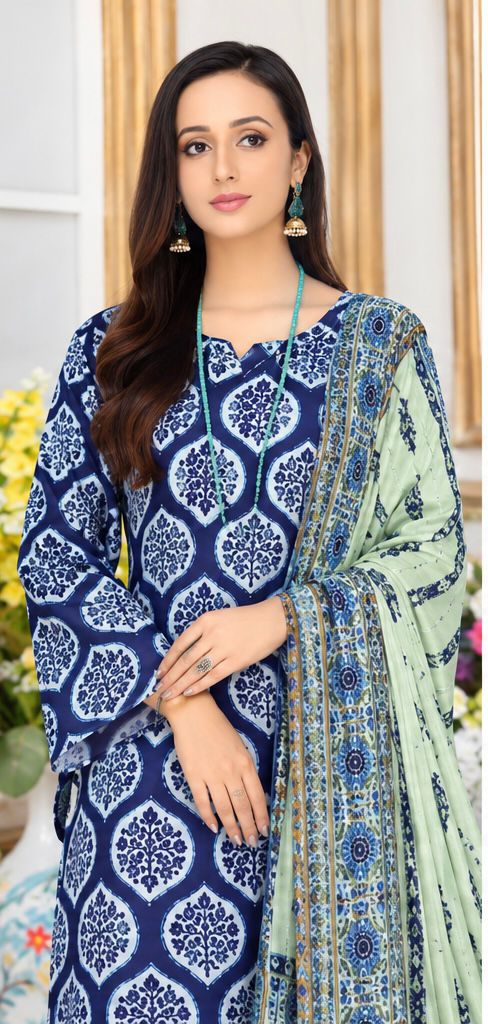 SAPPHIRE-LINEN THREE PIECE