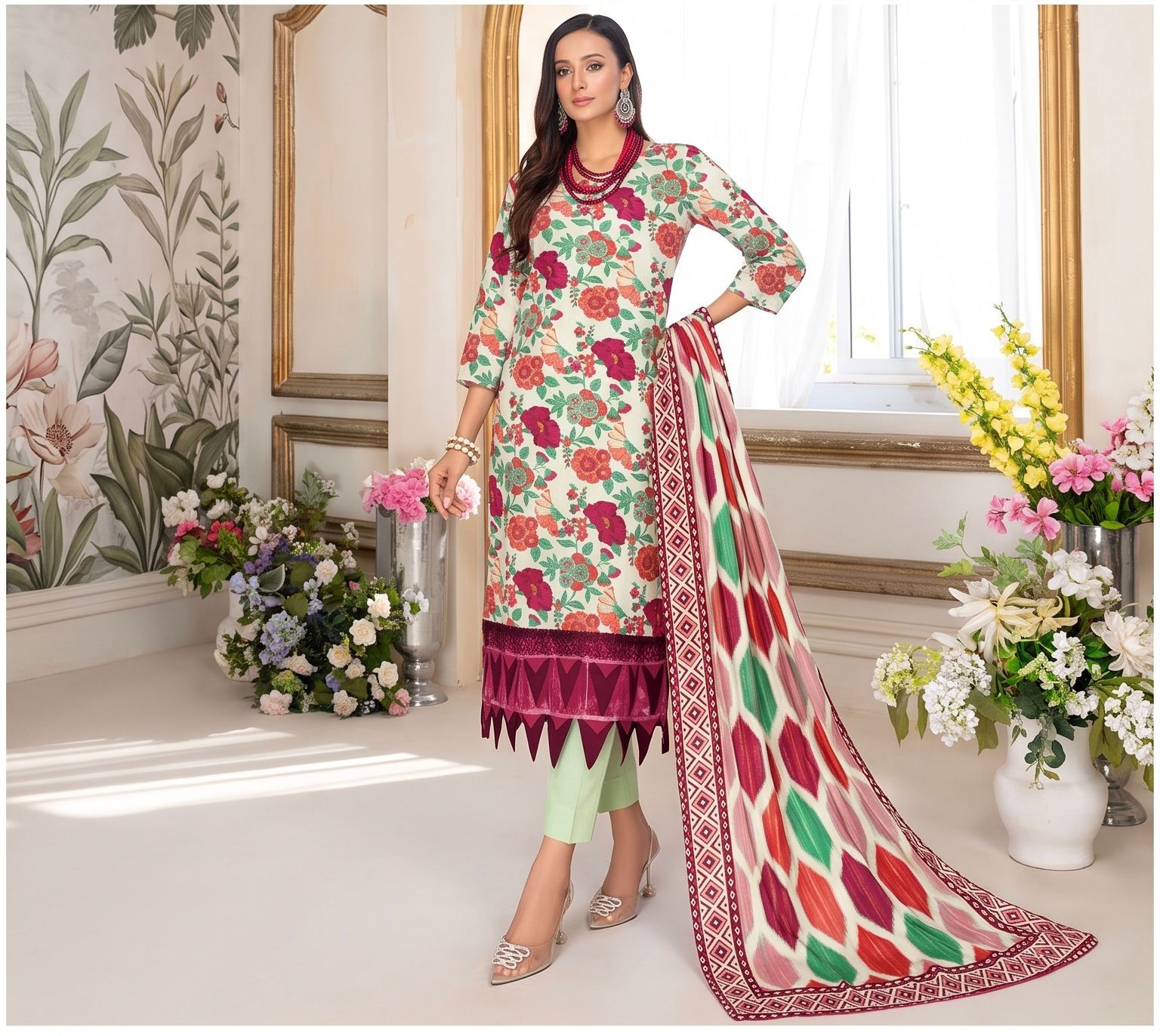 SAPPHIRE-LINEN THREE PIECE
